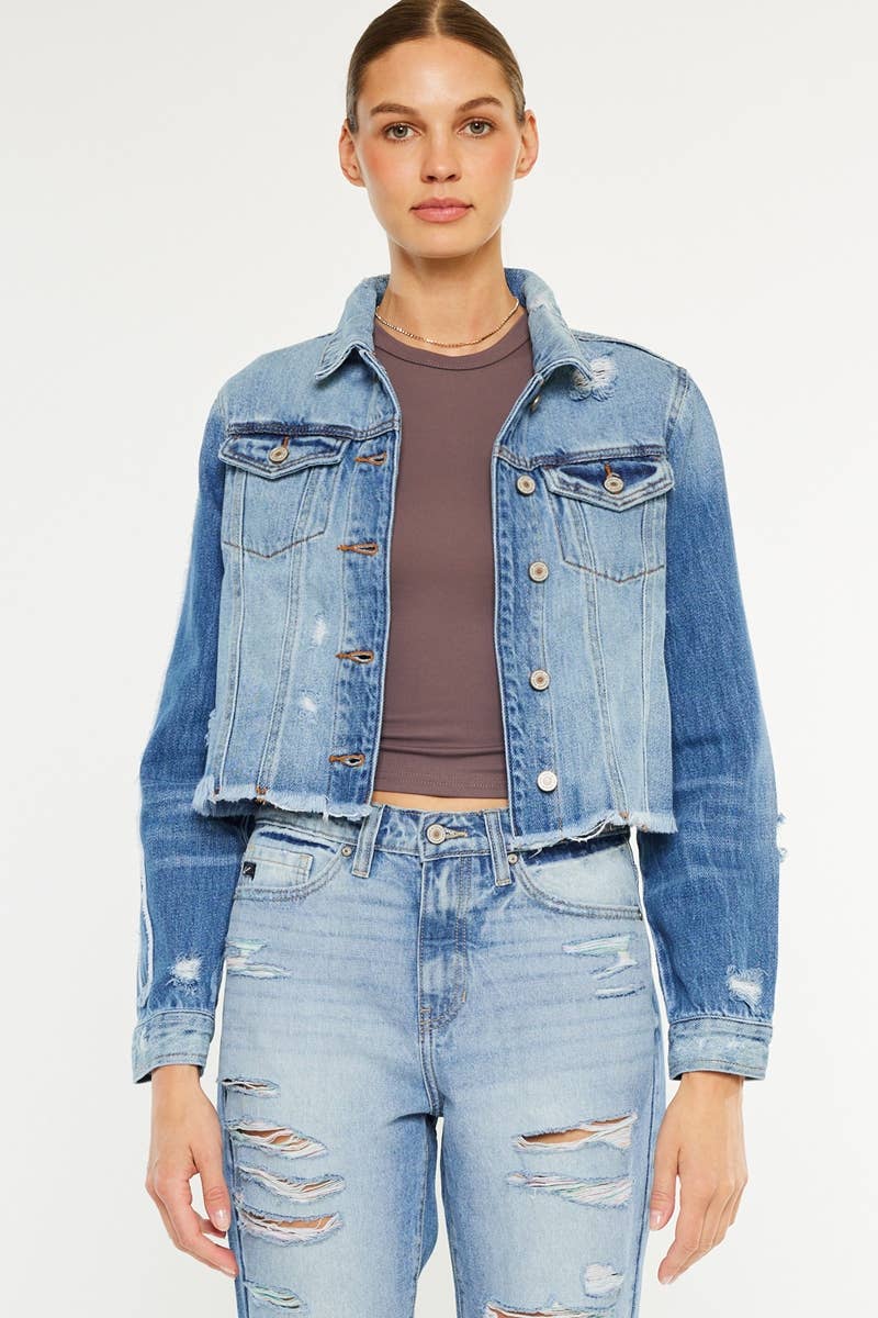 Kan Can USA Destructed Denim Jacket in Medium Wash 1