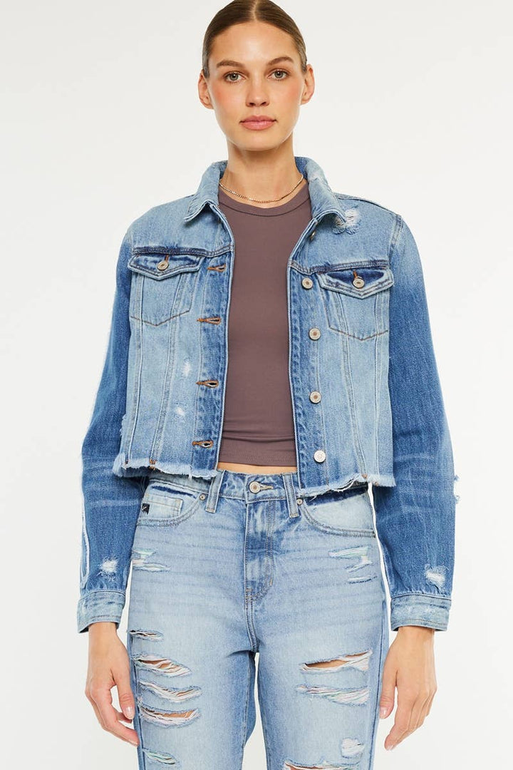 Kan Can USA Destructed Denim Jacket in Medium Wash 1