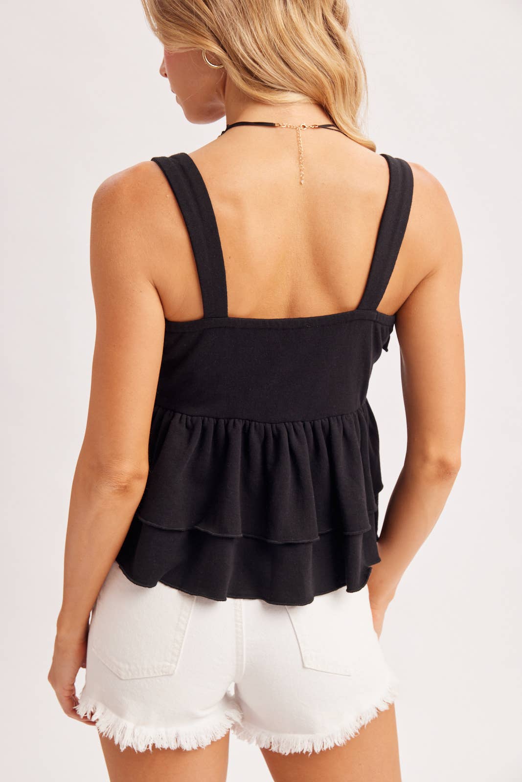 Bluivy Ruffle Tiered Camisole Top Black back