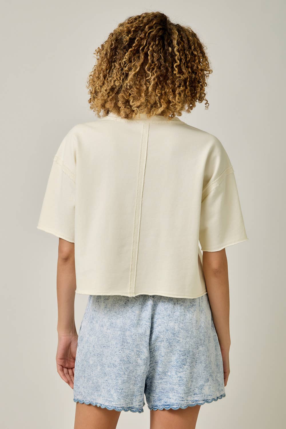 Mystree - Crab Patched French Terry Tee in Ivory back