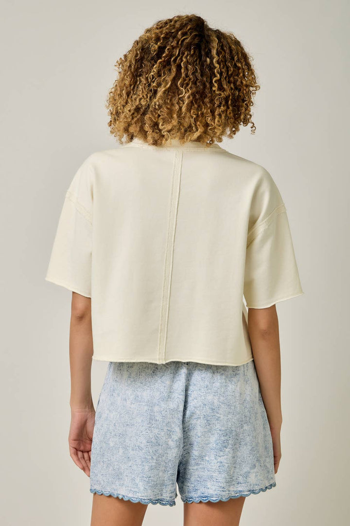 Mystree - Crab Patched French Terry Tee in Ivory back