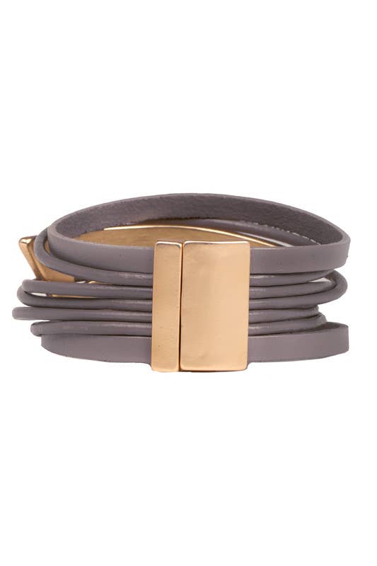 Saachi Absolute Zero Metallic Plated Leather Cuff Bracelet