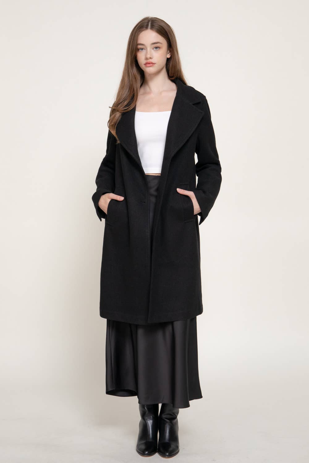 Active Basic - Long Sleeve Soft Long Coat in Black 5