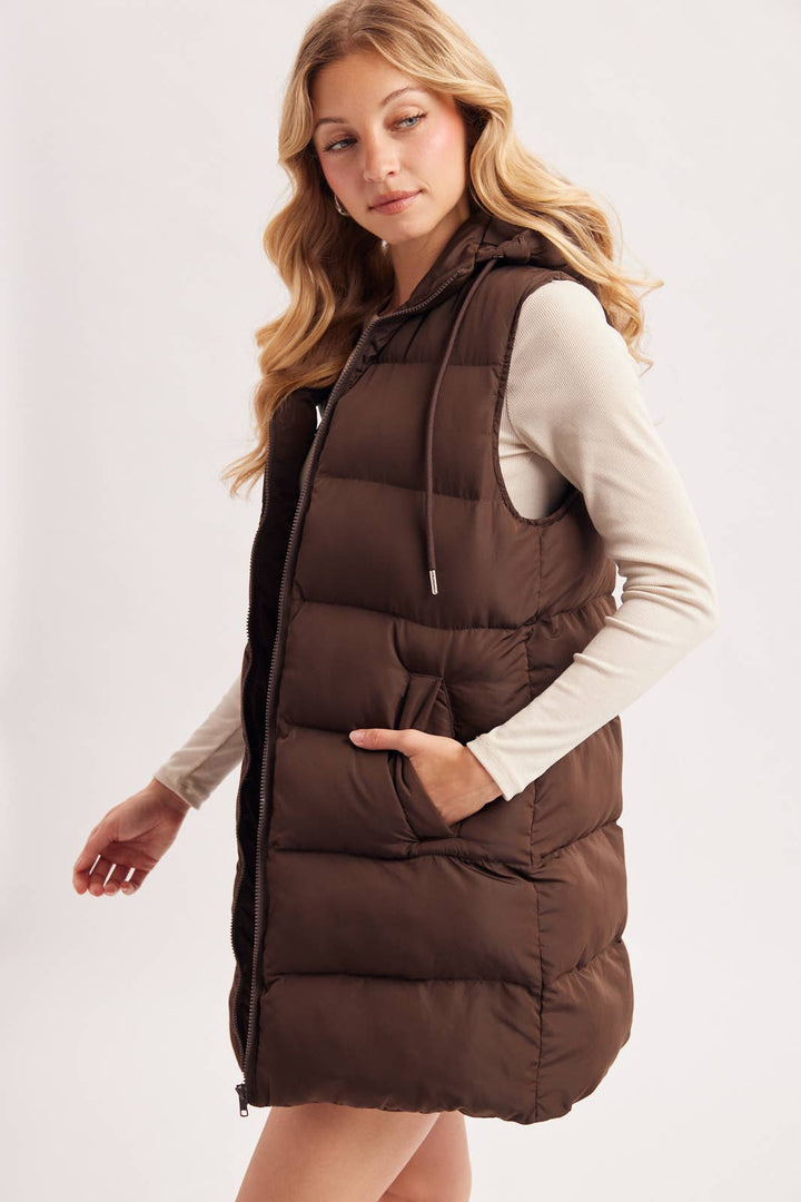 Bluivy - Hooded Longline Puffer Vest