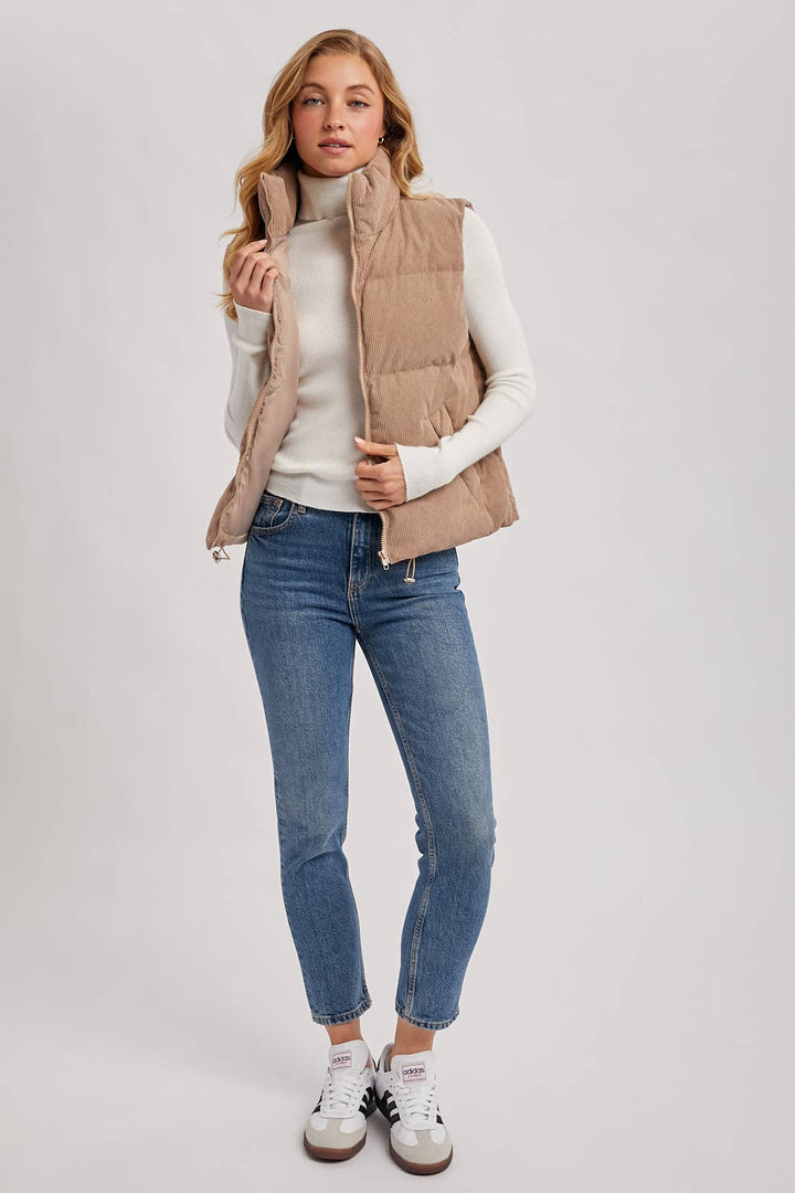 Corduroy Puffer Vest mushroom6