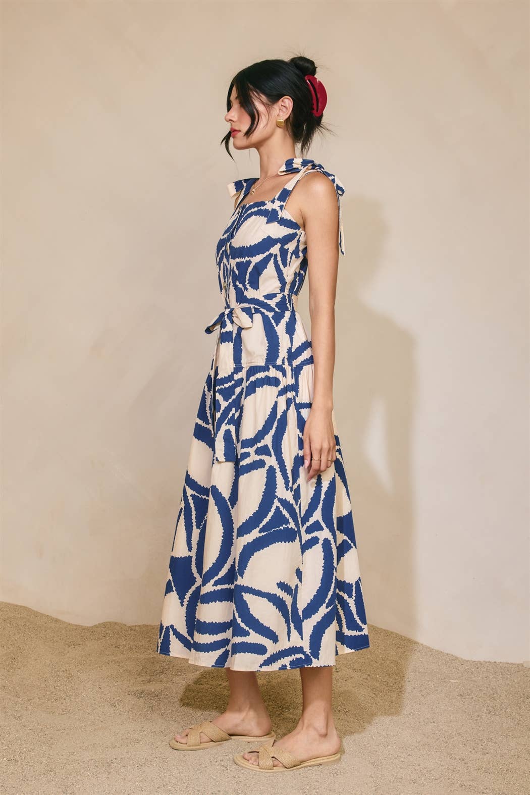 Dress Forum - Tide and Seek Button Down Midi Dress in Blue side