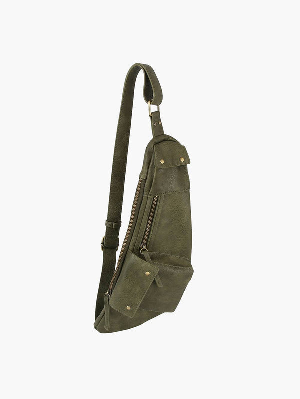 Leather Sling Bag Crossbody Daypack