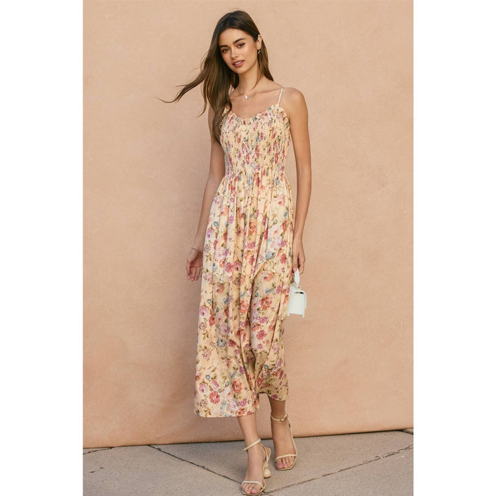 Dress Forum Peche Smocked Fit And Flare Midi Dress Pink 6