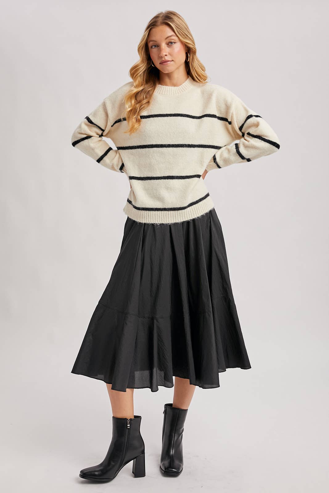 Bluivy Striped Fuzzy Knit Sweater
