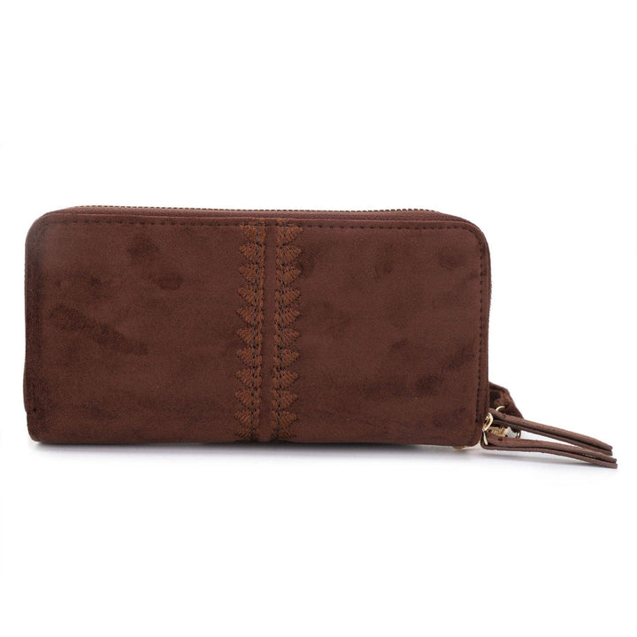 Sherrie Suede Double Zipper Wallet brown