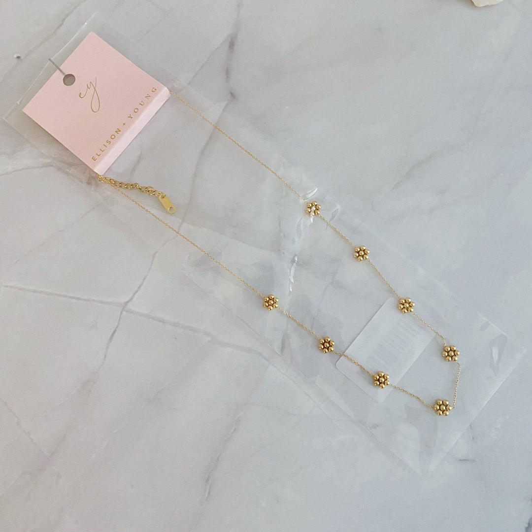 Ellison+Young - Dainty Golden Bead Flower Necklace 5