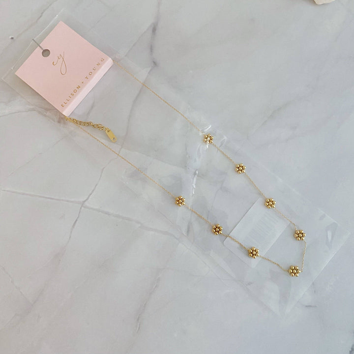 Ellison+Young - Dainty Golden Bead Flower Necklace 5