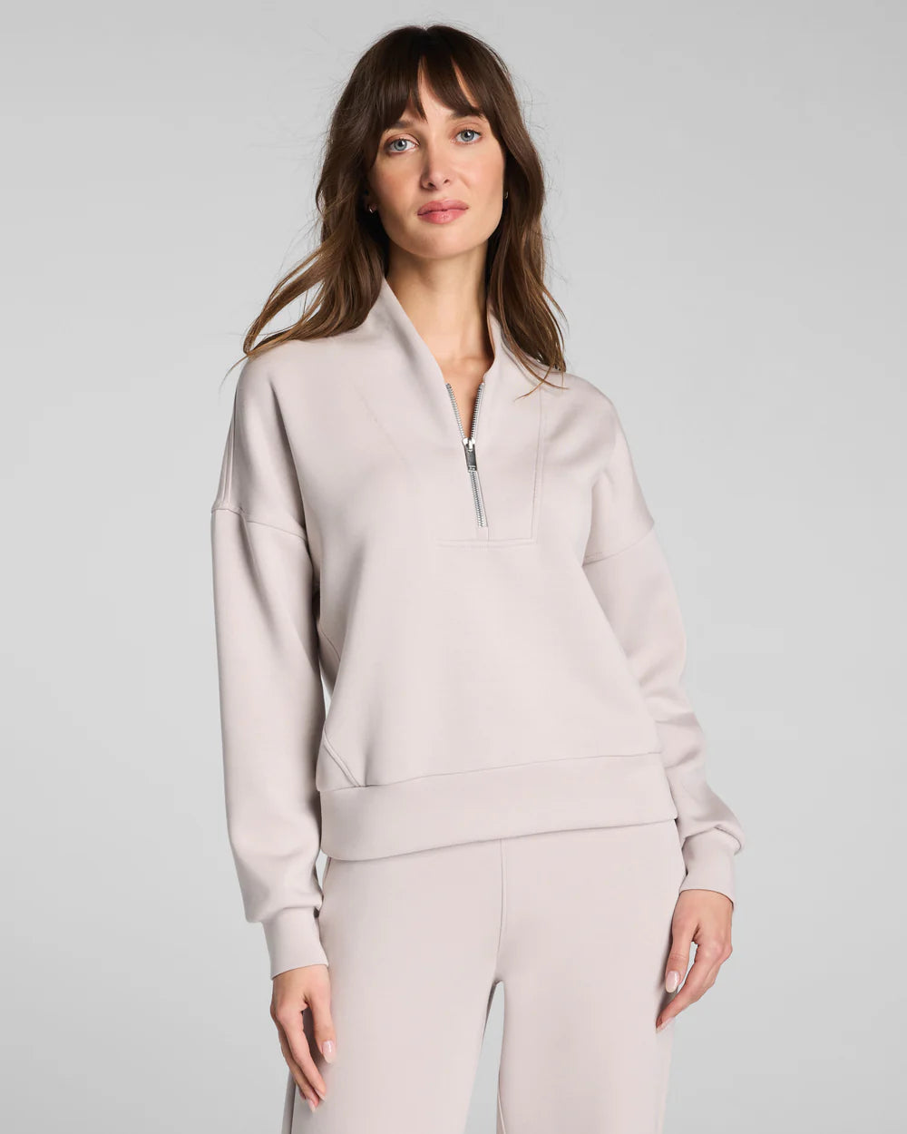 SPANX Shawl Collar Half Zip - French Grey