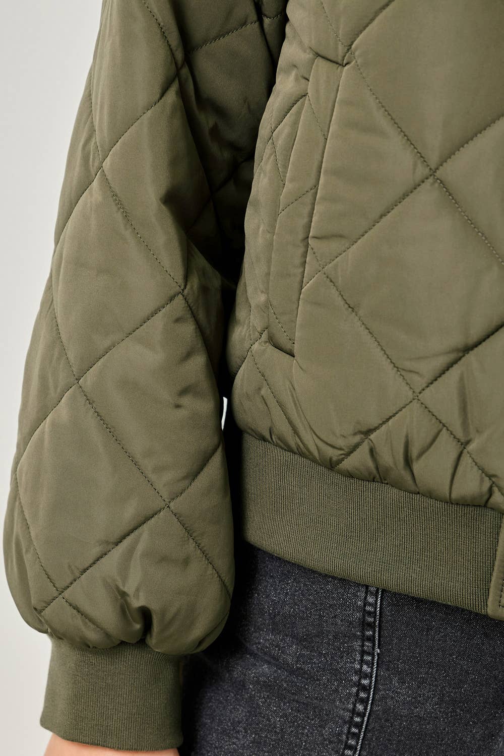 Mystree Olive Quilted Bomber Jacket Olive 8