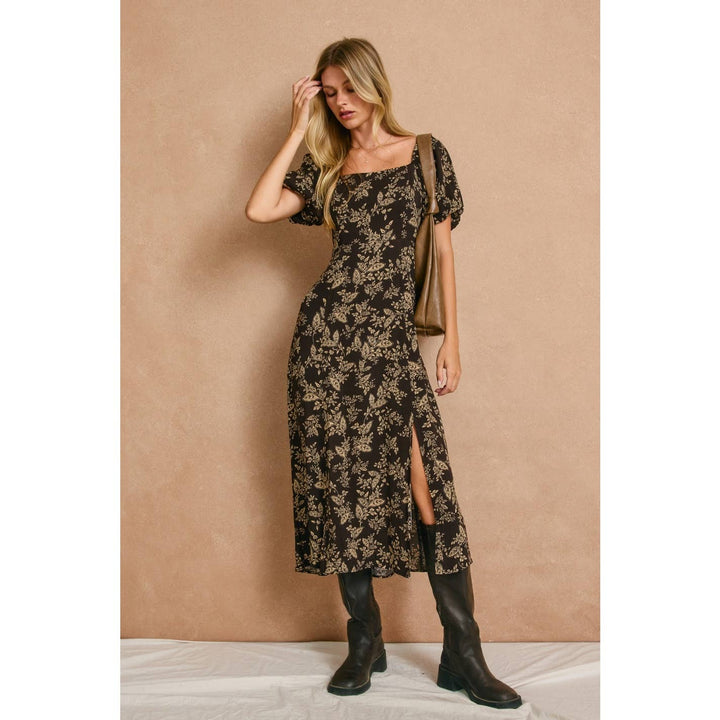 Brown Butter High Slit Midi Dress Nightfall Botanic