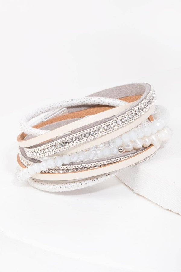 Serilda Pearl Leather Wrap Bracelet