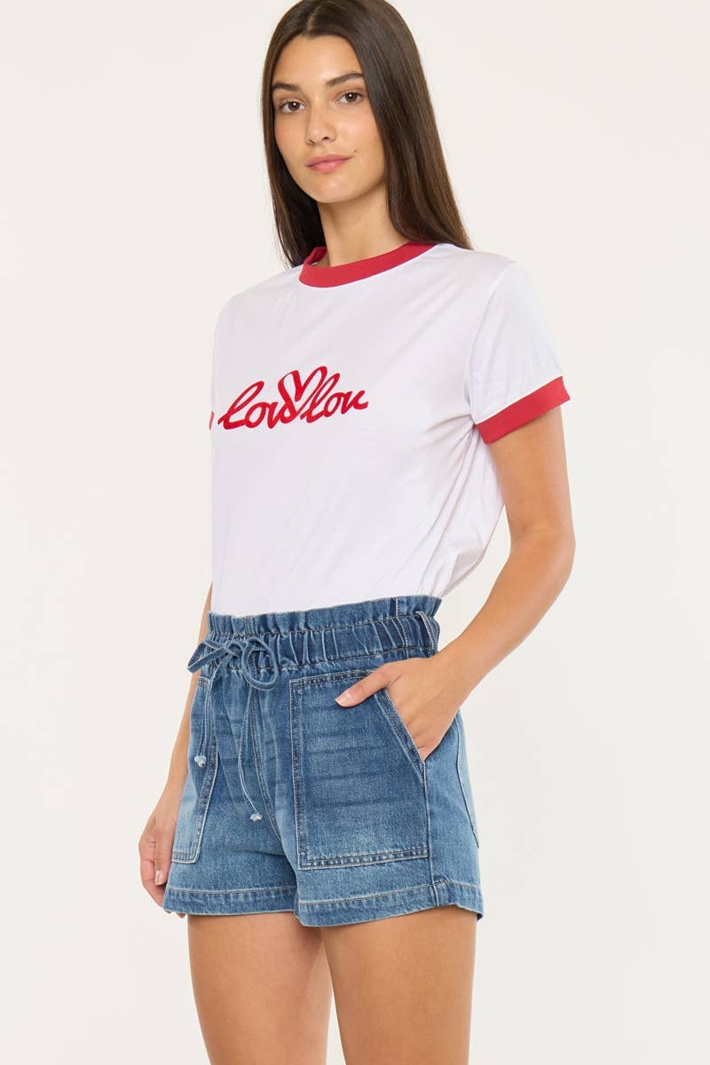 Kan Can USA Paper Bag Denim Shorts  in Med Dark 1