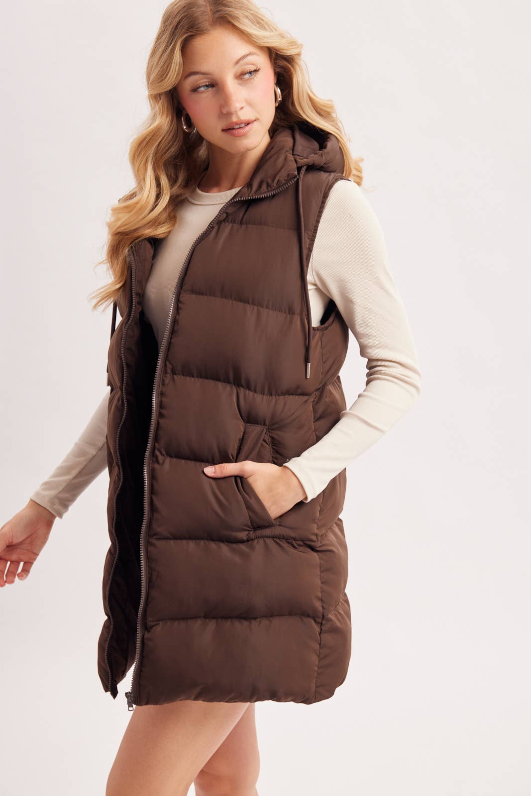 Bluivy - Hooded Longline Puffer Vest