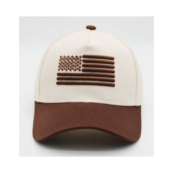 MiMi Wholesale - American Flag Trucker Hat in Brown 1