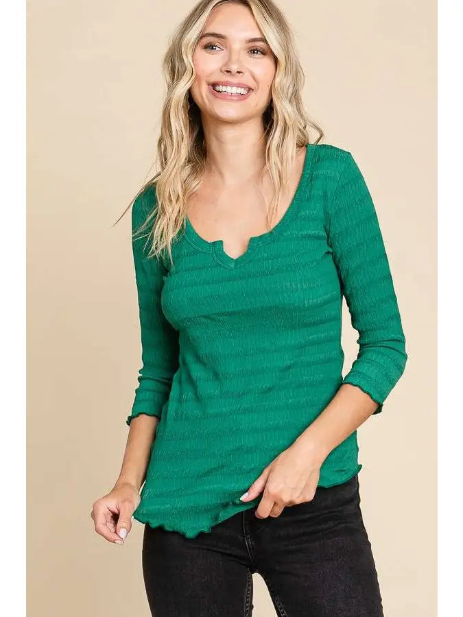 Mini Notch Scoop Neck Solid Top