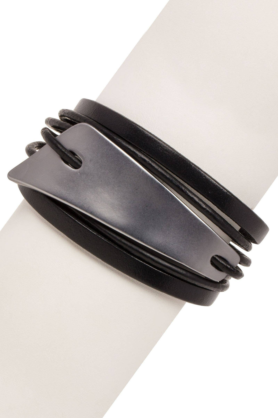 Saachi Absolute Zero Metallic Plated Leather Cuff Bracelet