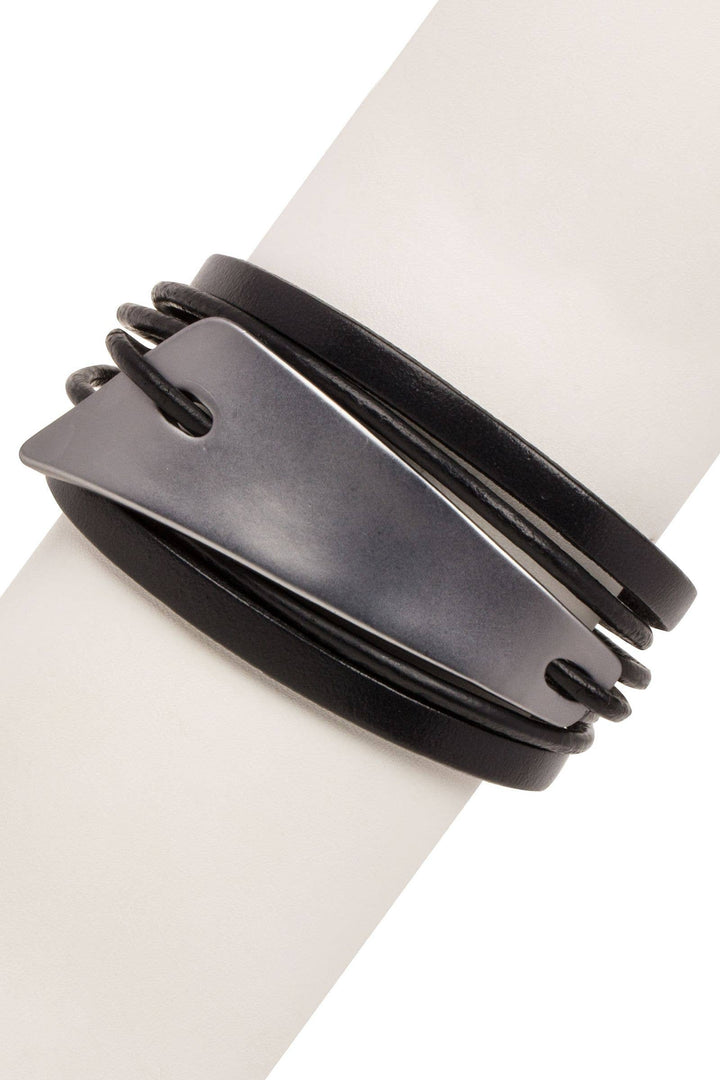 Saachi Absolute Zero Metallic Plated Leather Cuff Bracelet