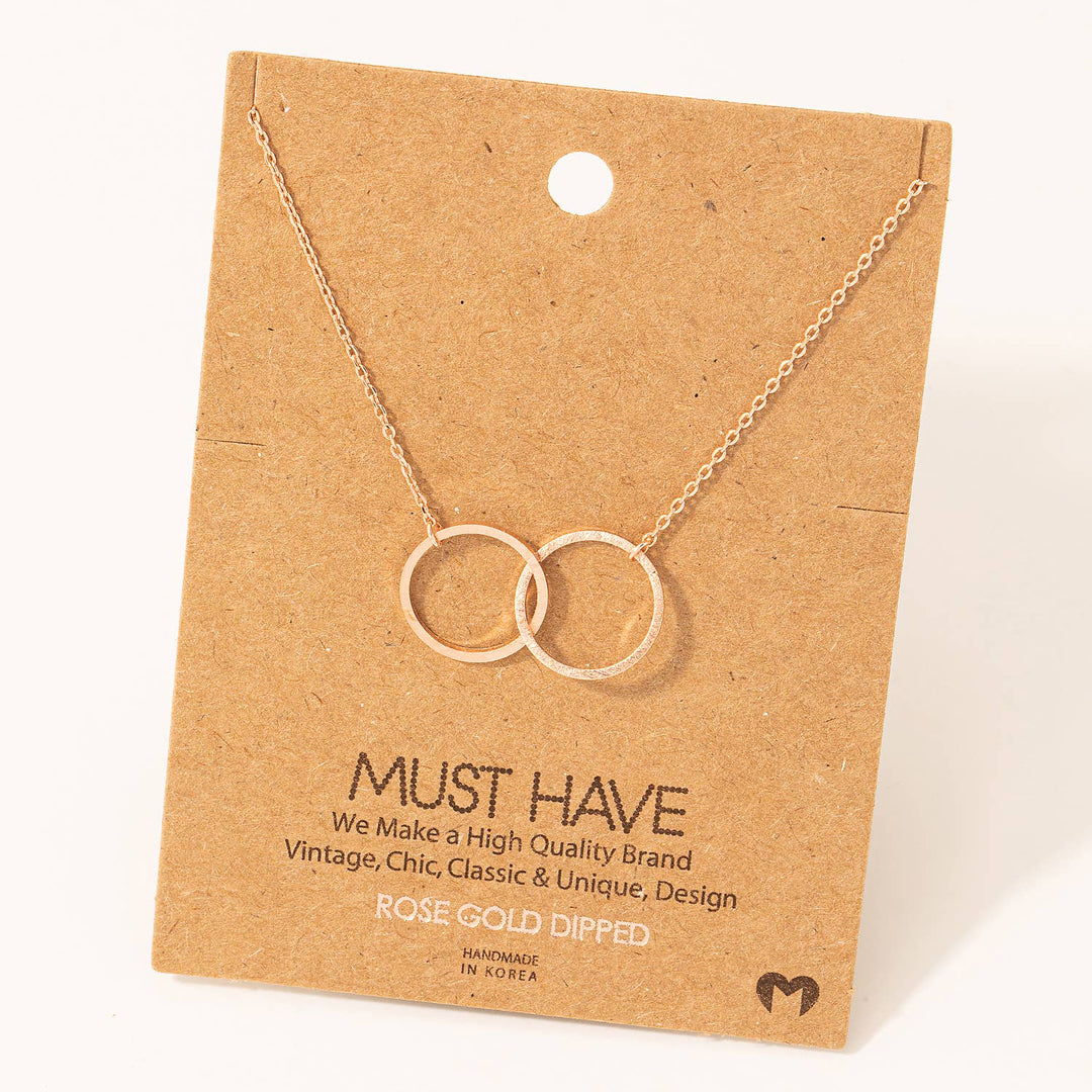 Fame Metallic Dual Circle Pendant Necklace