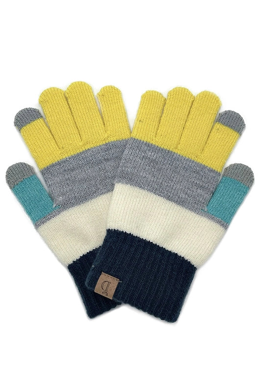 Color Block Knit Touch Gloves