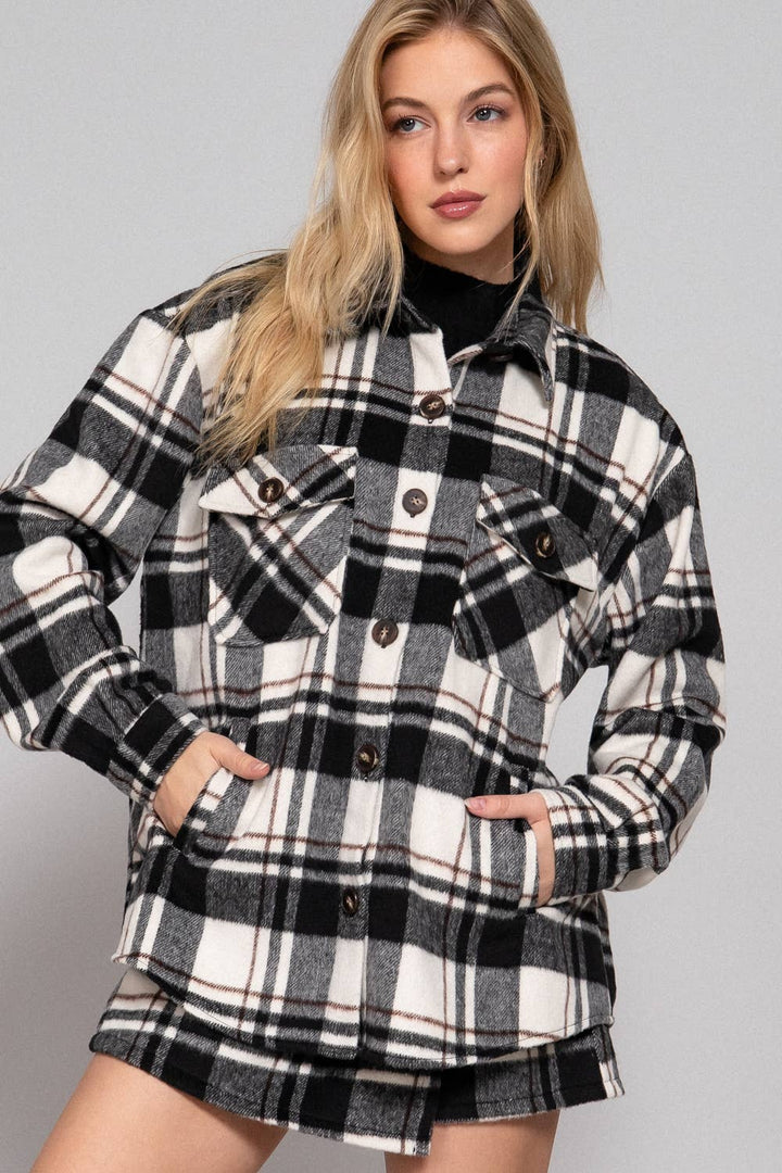Wool Plaid Jacket Black 3