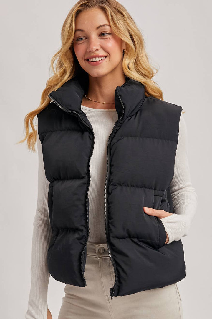 Zipper Puffer Vest black