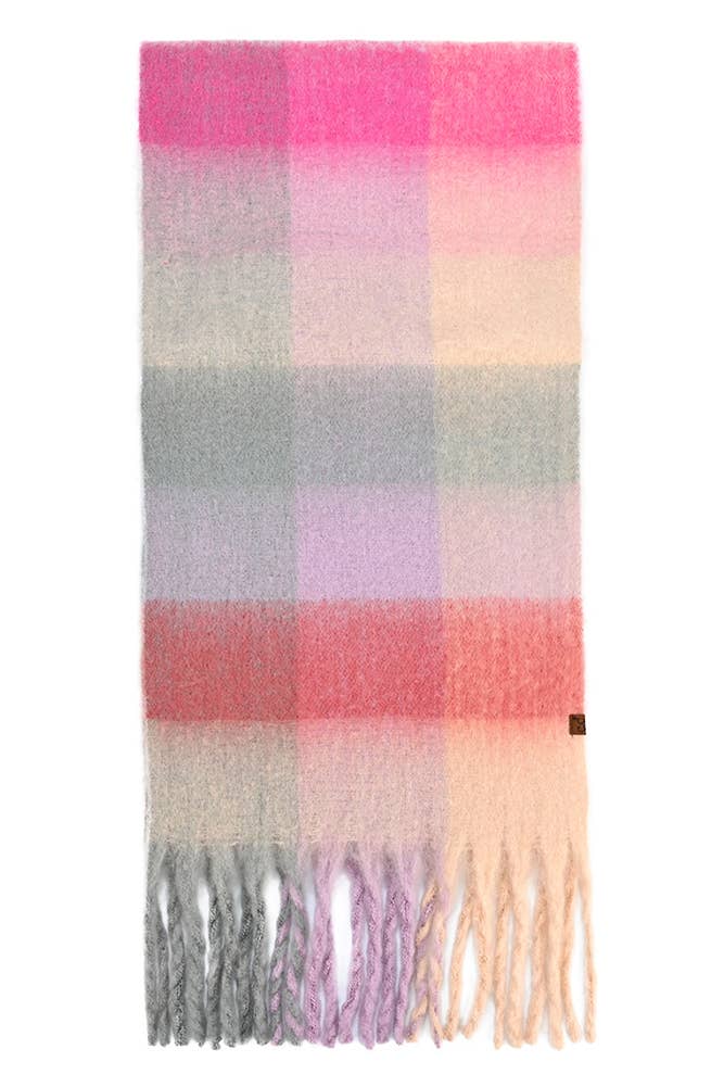 C.C Multi Color Block Plaid Scarf