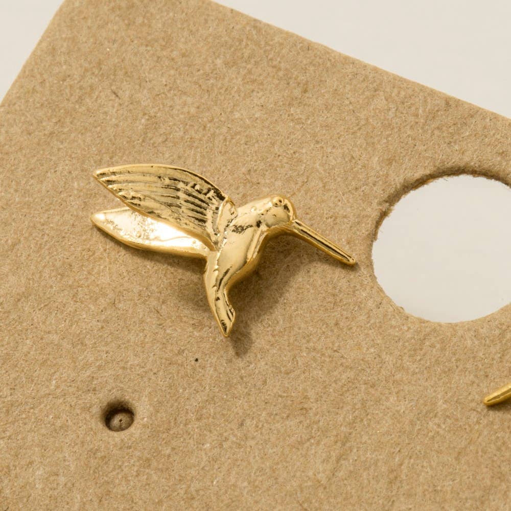 Gold Dipped Humming Bird Stud Earrings3