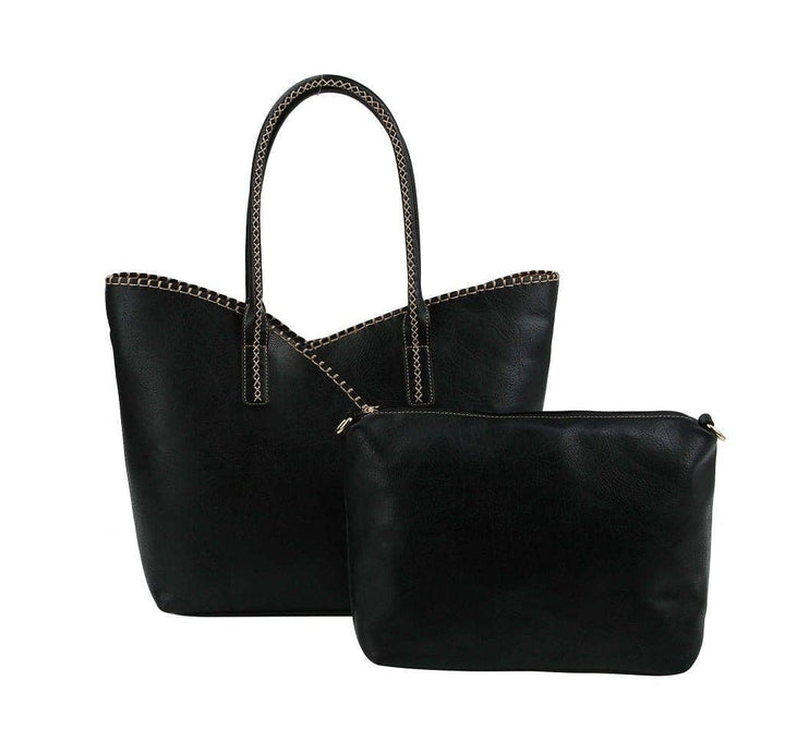 Stitch Trim Detail Shoulder/Tote Set Bag
