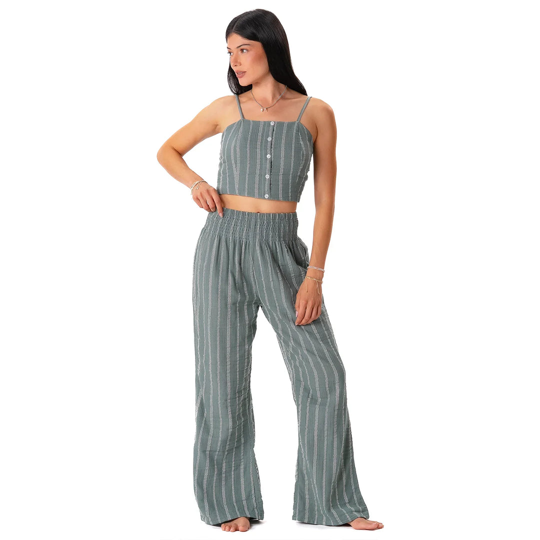Lotus and Luna - Sage Sailor Stripe Wide Leg Pants 4