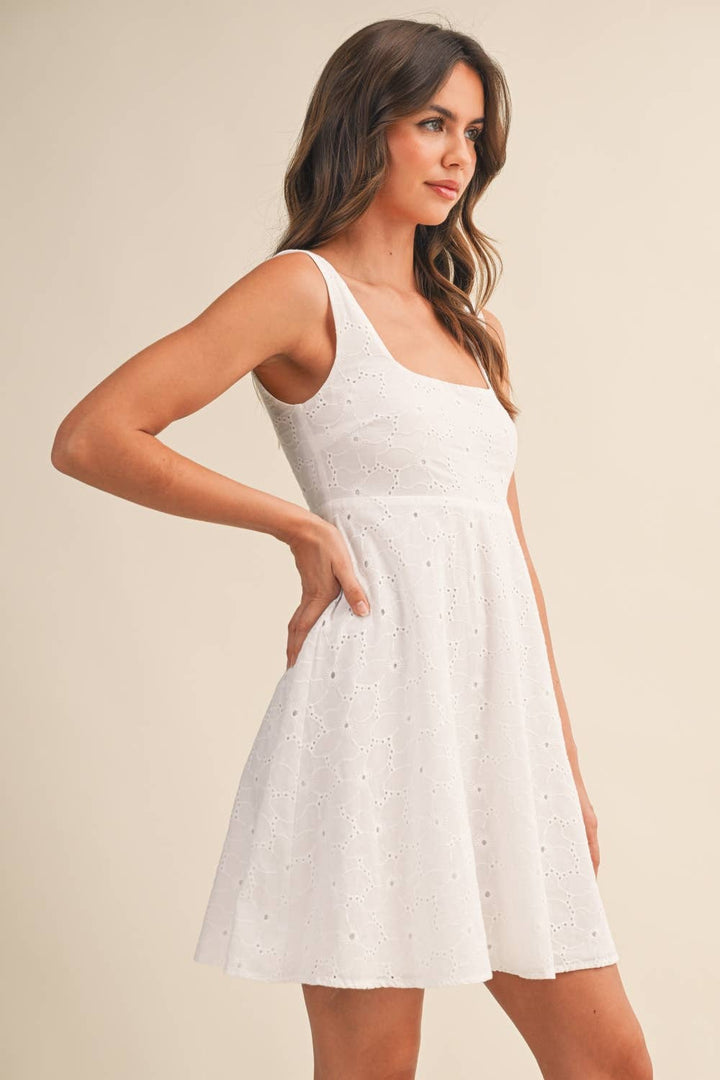 Klesis - Eyelet Empire Flare Mini Dress White 6