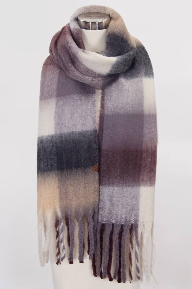 C.C Multi Color Block Plaid Scarf