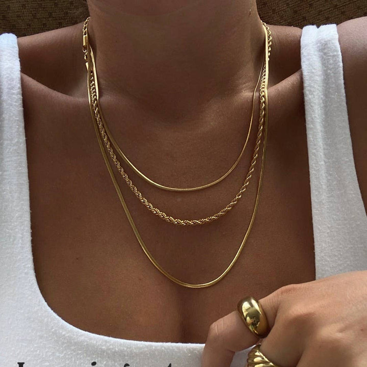 18K Gold Triple Layered Necklace – Tarnish-Free Stainless Steel | JOSSLYN 2