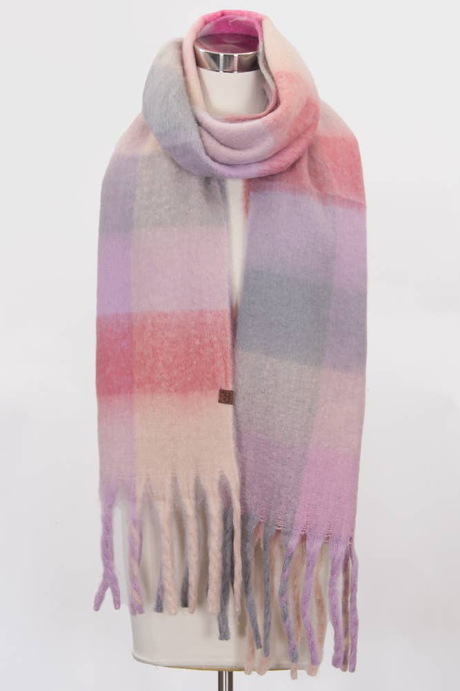 C.C Multi Color Block Plaid Scarf