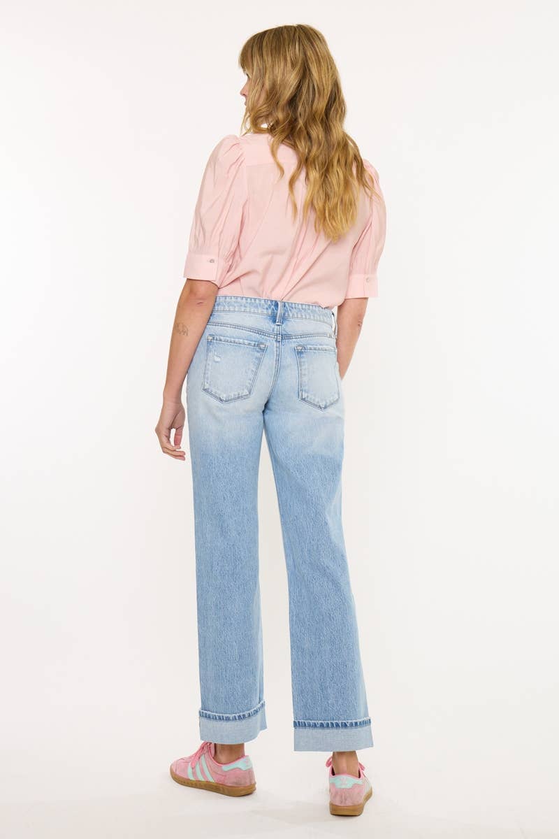 Kan Can USA Found Low Rise Loose Straight Jeans in Light Wash  back