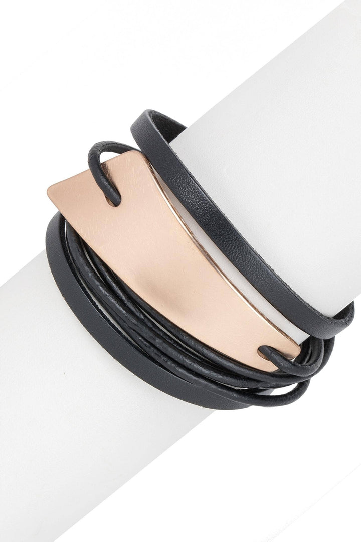 Saachi Absolute Zero Metallic Plated Leather Cuff Bracelet