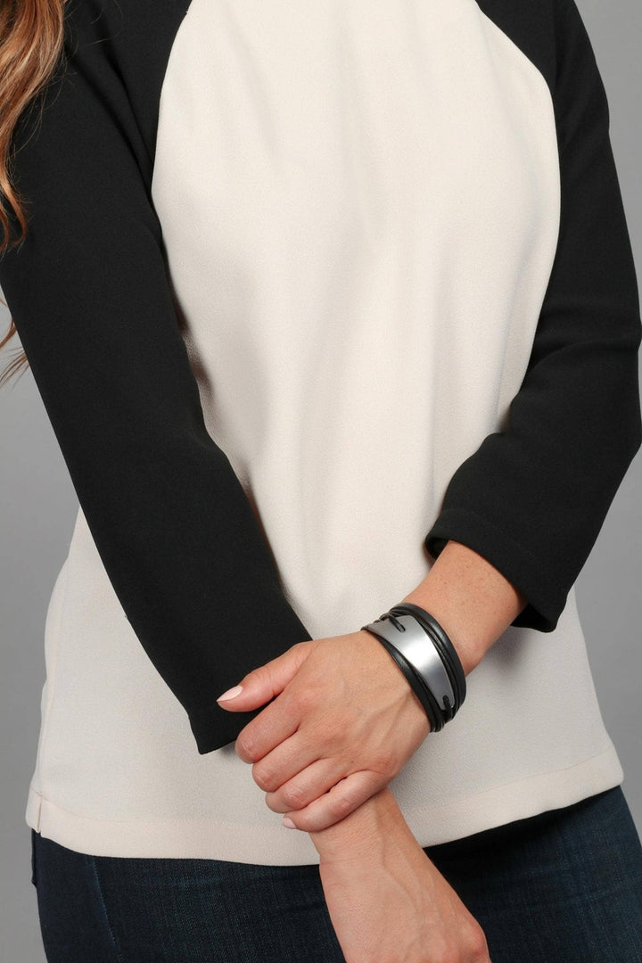 Saachi Absolute Zero Metallic Plated Leather Cuff Bracelet