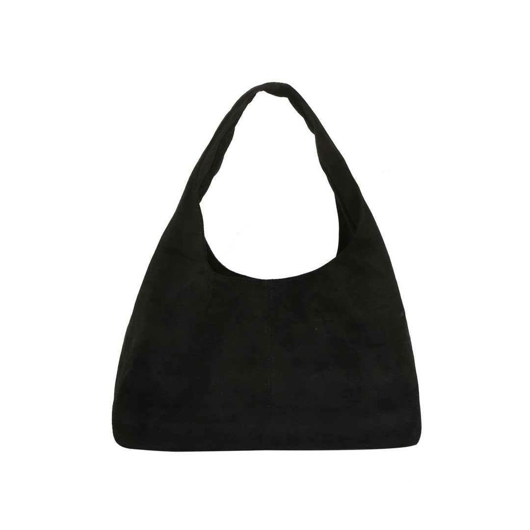 Jaz Faux Suede Hobo Tote Bag in Black