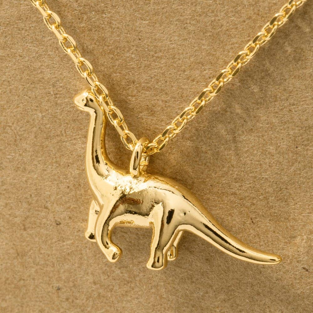 Fame Accessories - Gold Dipped Brachiosaurus Dinosaur Pendant Necklace 3