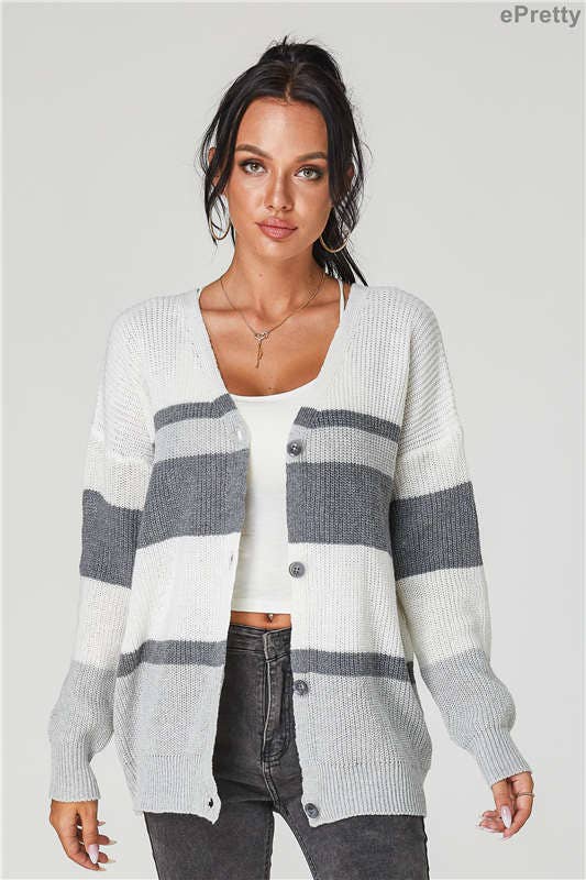 Color Block Cardigan grey 1