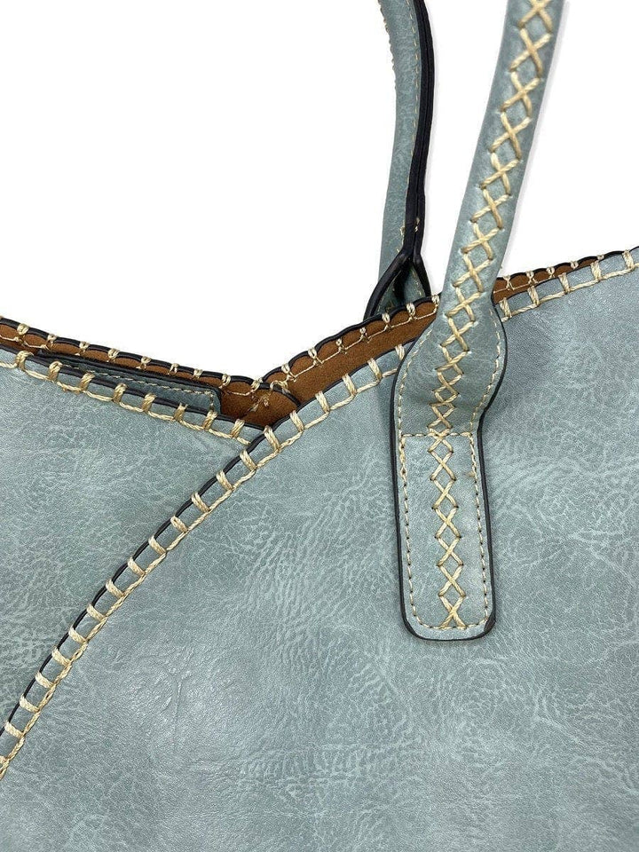 Stitch Trim Detail Shoulder/Tote Set Bag