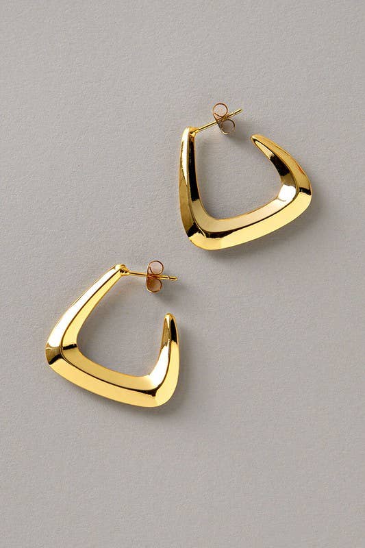 14K Gold Dipped Triangle Stud Earring