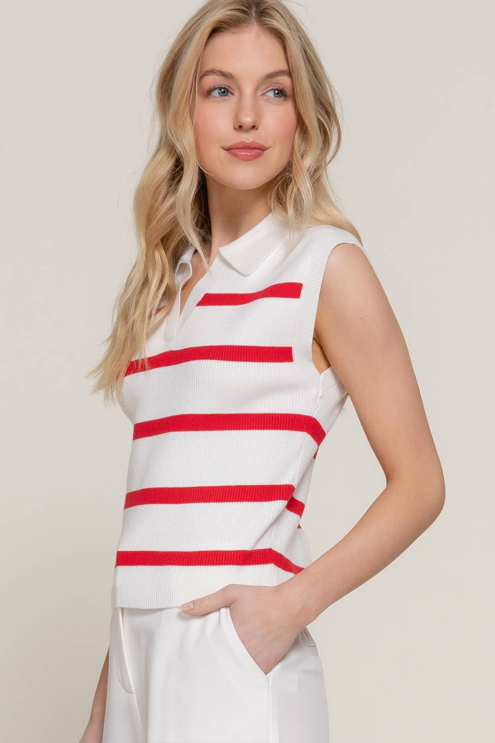 Stripe Polo Spring Sweater