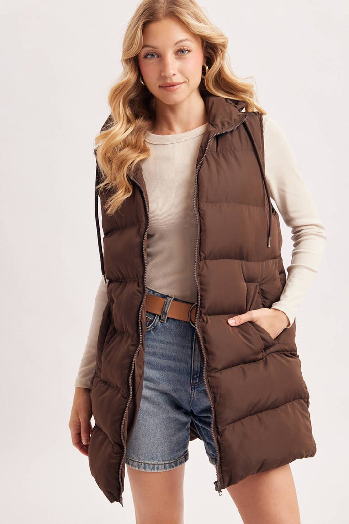 Bluivy - Hooded Longline Puffer Vest