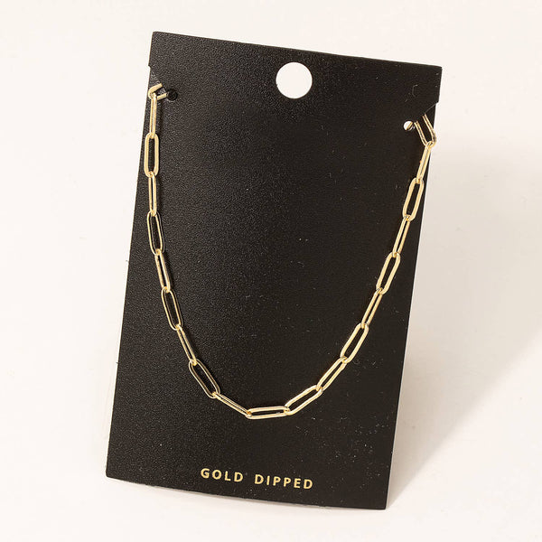 Fame Accessories - Gold Dipped Oval Chain Link Necklace