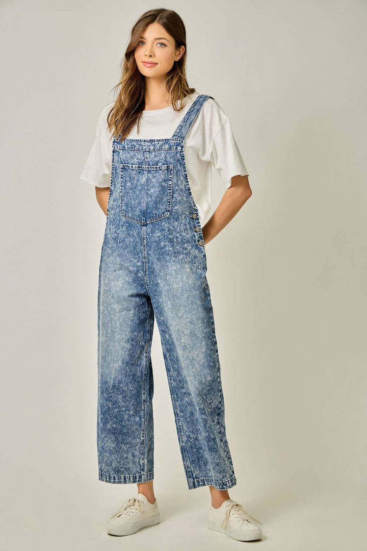 Mystree Washed Blue Denim Overalls